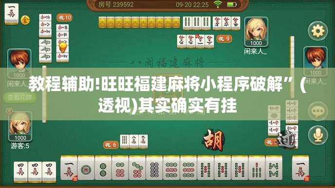 教程辅助!旺旺福建麻将小程序破解”(透视)其实确实有挂