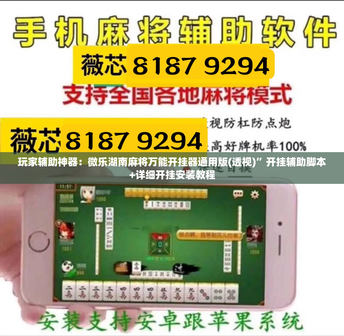 玩家辅助神器：微乐湖南麻将万能开挂器通用版(透视)”开挂辅助脚本+详细开挂安装教程