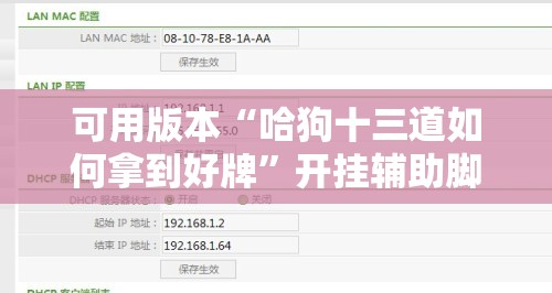 可用版本“哈狗十三道如何拿到好牌”开挂辅助脚本+详细开挂安装教程