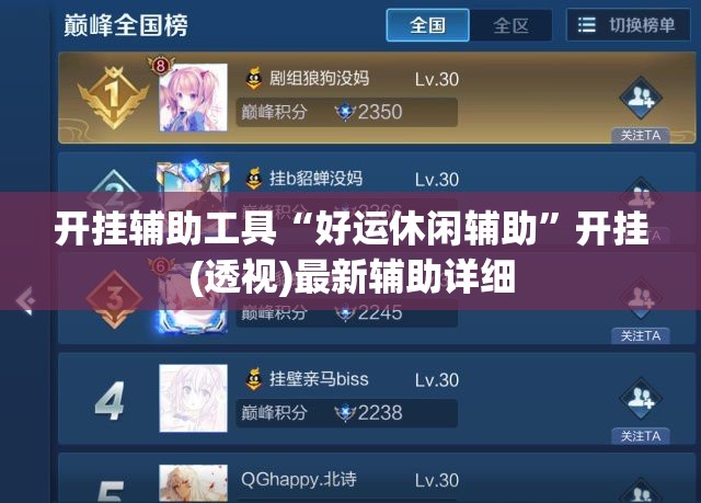 开挂辅助工具“好运休闲辅助”开挂(透视)最新辅助详细