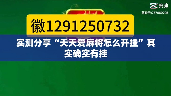 实测分享“天天爱麻将怎么开挂”其实确实有挂