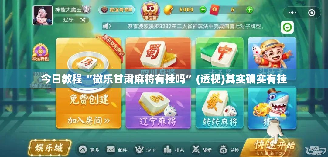 今日教程“微乐甘肃麻将有挂吗”(透视)其实确实有挂