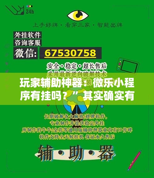 玩家辅助神器：微乐小程序有挂吗？	”其实确实有挂