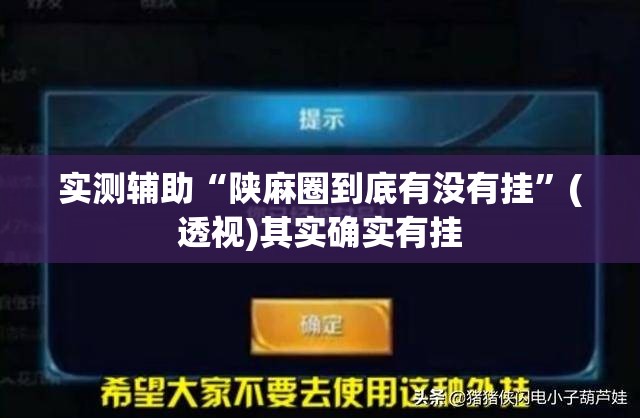 实测辅助“陕麻圈到底有没有挂”(透视)其实确实有挂