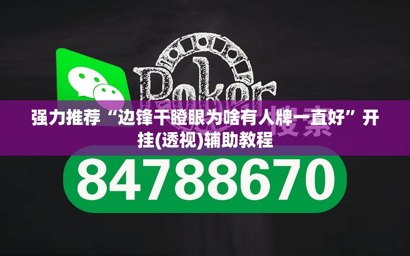 强力推荐“边锋干瞪眼为啥有人牌一直好”开挂(透视)辅助教程