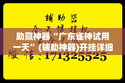 助赢神器“广东雀神试用一天	”(辅助神器)开挂详细教程