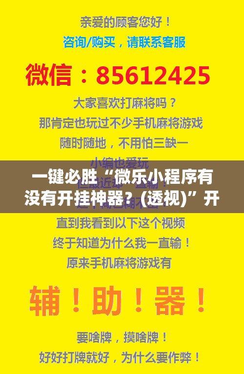 一键必胜“微乐小程序有没有开挂神器？(透视)”开挂辅助脚本+详细开挂安装教程