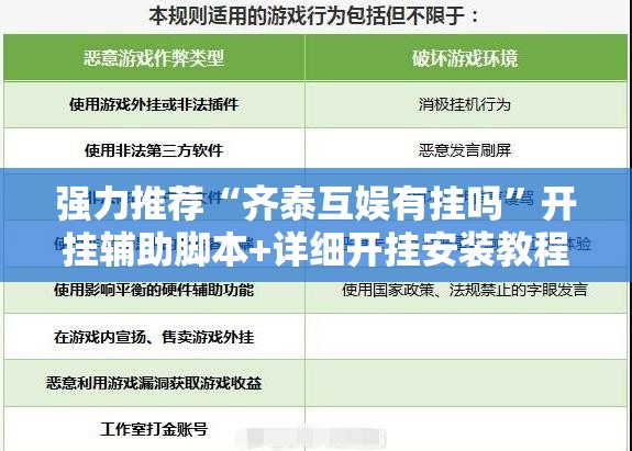 强力推荐“齐泰互娱有挂吗	”开挂辅助脚本+详细开挂安装教程