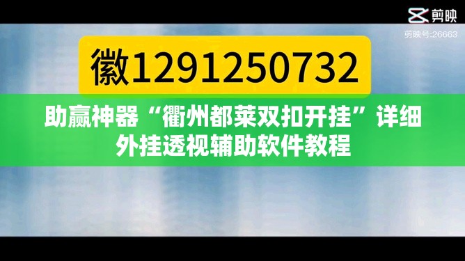 助赢神器“衢州都莱双扣开挂”详细外挂透视辅助软件教程
