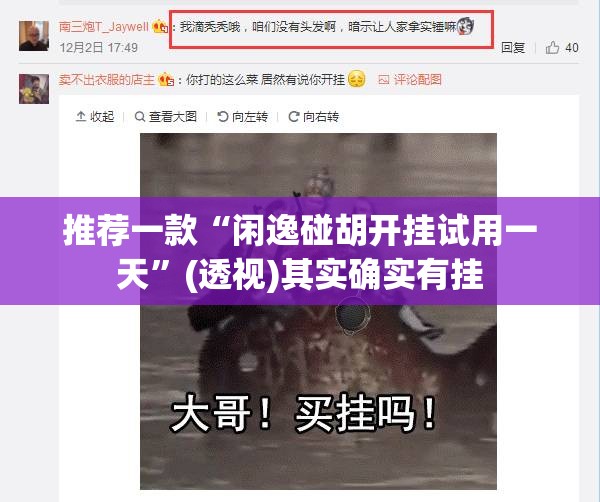 推荐一款“闲逸碰胡开挂试用一天	”(透视)其实确实有挂