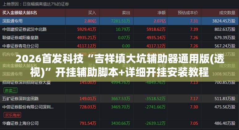 2026首发科技“吉祥填大坑辅助器通用版(透视)”开挂辅助脚本+详细开挂安装教程