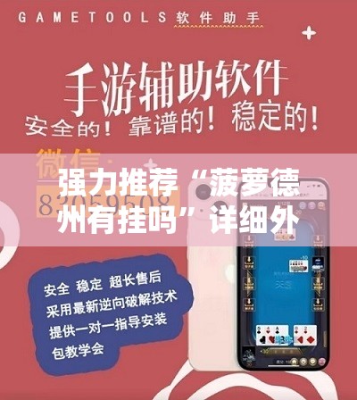 强力推荐“菠萝德州有挂吗”详细外挂透视辅助软件教程