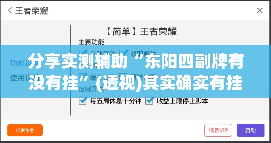 分享实测辅助“东阳四副牌有没有挂”(透视)其实确实有挂