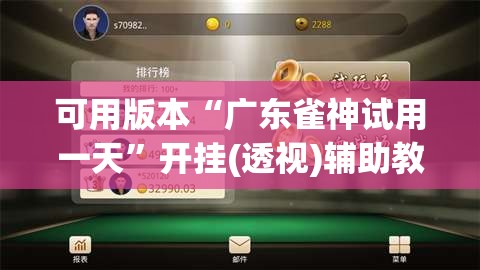 可用版本“广东雀神试用一天”开挂(透视)辅助教程