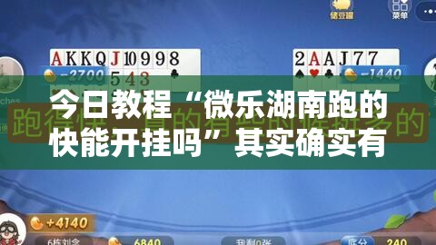 今日教程“微乐湖南跑的快能开挂吗	”其实确实有挂