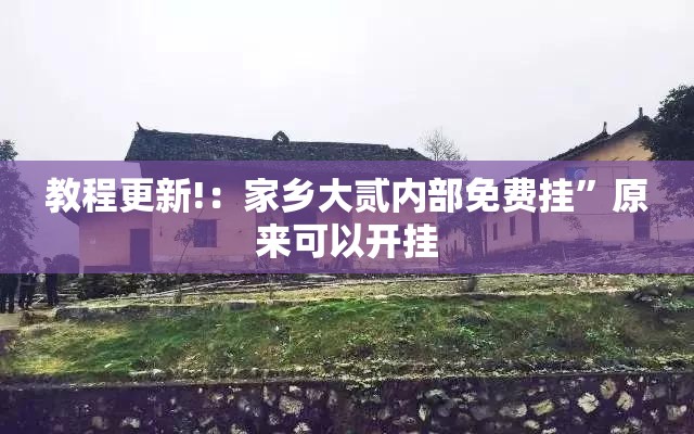 教程更新!：家乡大贰内部免费挂	”原来可以开挂