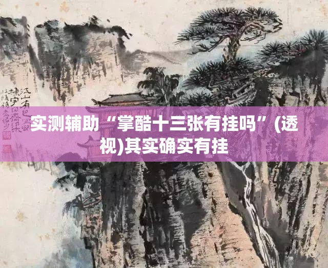 实测辅助“掌酷十三张有挂吗”(透视)其实确实有挂