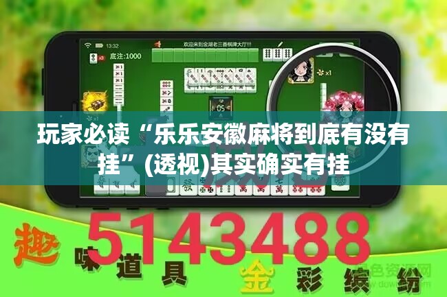 玩家必读“乐乐安徽麻将到底有没有挂”(透视)其实确实有挂