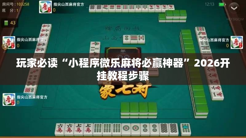 玩家必读“小程序微乐麻将必赢神器”2026开挂教程步骤