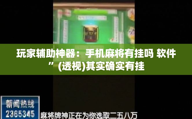 玩家辅助神器：手机麻将有挂吗 软件	”(透视)其实确实有挂
