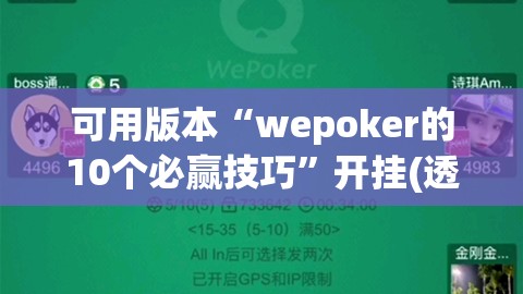可用版本“wepoker的10个必赢技巧”开挂(透视)最新辅助详细