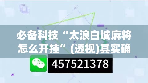必备科技“太浪白城麻将怎么开挂”(透视)其实确实有挂