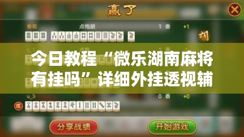 今日教程“微乐湖南麻将有挂吗”详细外挂透视辅助软件教程