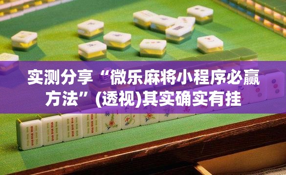 实测分享“微乐麻将小程序必赢方法”(透视)其实确实有挂