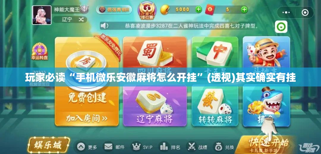玩家必读“手机微乐安徽麻将怎么开挂”(透视)其实确实有挂