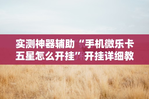 实测神器辅助“手机微乐卡五星怎么开挂	”开挂详细教程
