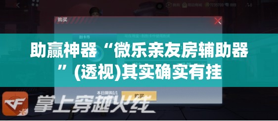 助赢神器“微乐亲友房辅助器”(透视)其实确实有挂