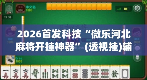 2026首发科技“微乐河北麻将开挂神器	”(透视挂)辅助下载教程