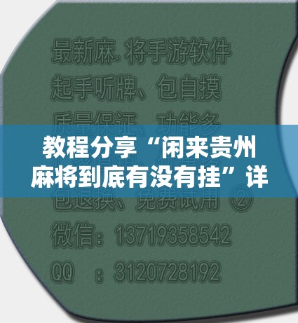 教程分享“闲来贵州麻将到底有没有挂”详细开挂教程