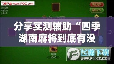 分享实测辅助“四季湖南麻将到底有没有挂”其实确实有挂