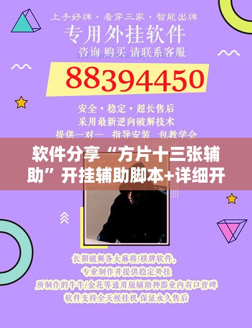 软件分享“方片十三张辅助”开挂辅助脚本+详细开挂安装教程