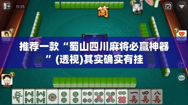 推荐一款“蜀山四川麻将必赢神器”(透视)其实确实有挂