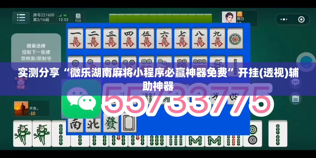 实测分享“微乐湖南麻将小程序必赢神器免费	”开挂(透视)辅助神器