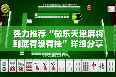 强力推荐“微乐天津麻将到底有没有挂	”详细分享装挂步骤