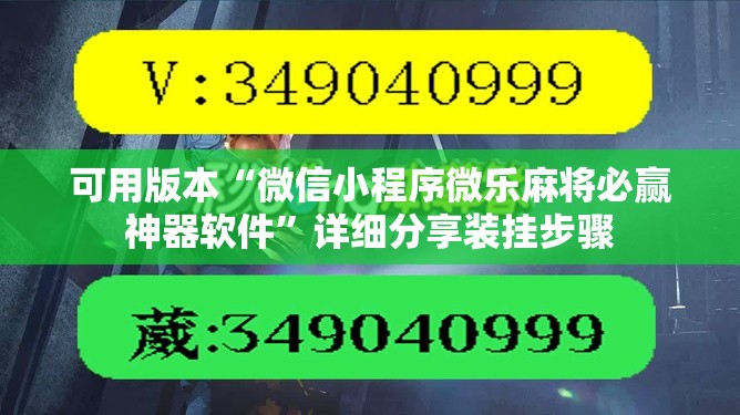 可用版本“微信小程序微乐麻将必赢神器软件”详细分享装挂步骤