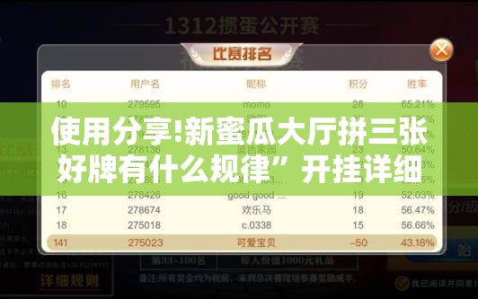 使用分享!新蜜瓜大厅拼三张好牌有什么规律”开挂详细教程