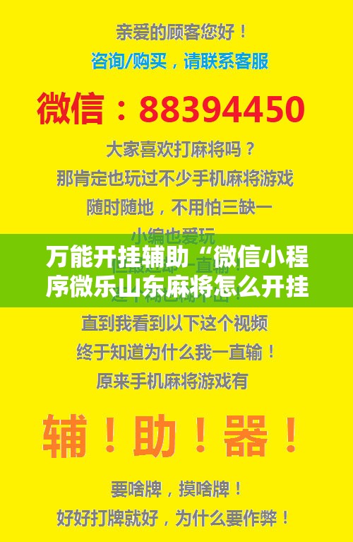 万能开挂辅助“微信小程序微乐山东麻将怎么开挂”细辅助教程分享