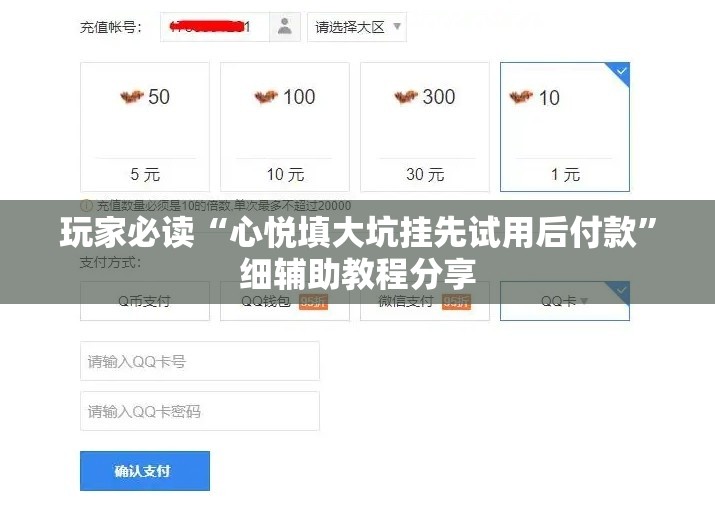 玩家必读“心悦填大坑挂先试用后付款	”细辅助教程分享
