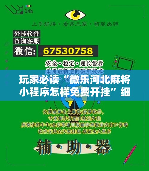 玩家必读“微乐河北麻将小程序怎样免费开挂”细辅助教程分享