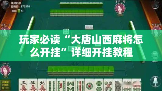 玩家必读“大唐山西麻将怎么开挂	”详细开挂教程