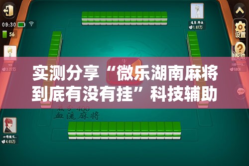 实测分享“微乐湖南麻将到底有没有挂”科技辅助神器手机版