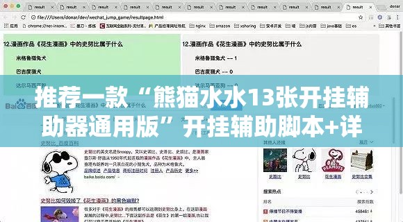 推荐一款“熊猫水水13张开挂辅助器通用版”开挂辅助脚本+详细开挂安装教程