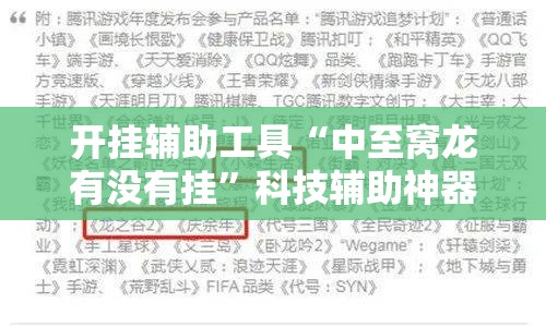 开挂辅助工具“中至窝龙有没有挂”科技辅助神器手机版