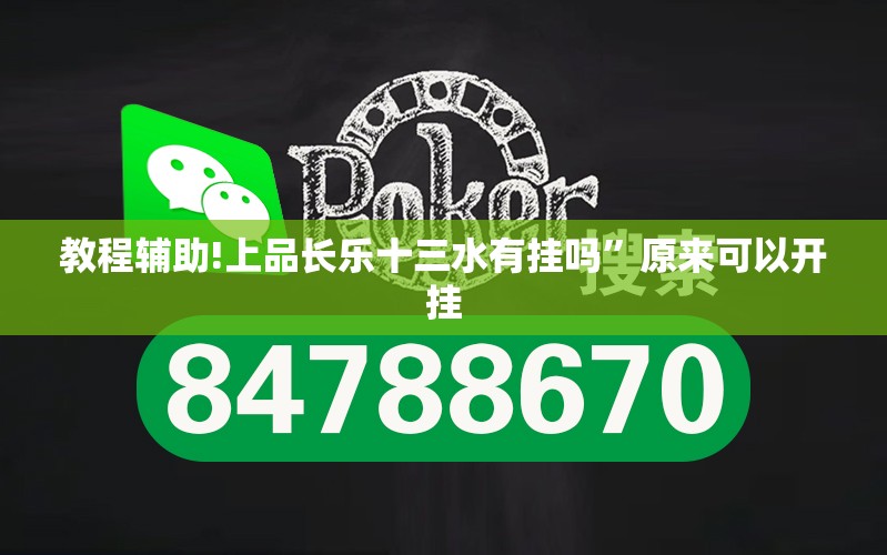 教程辅助!上品长乐十三水有挂吗”原来可以开挂